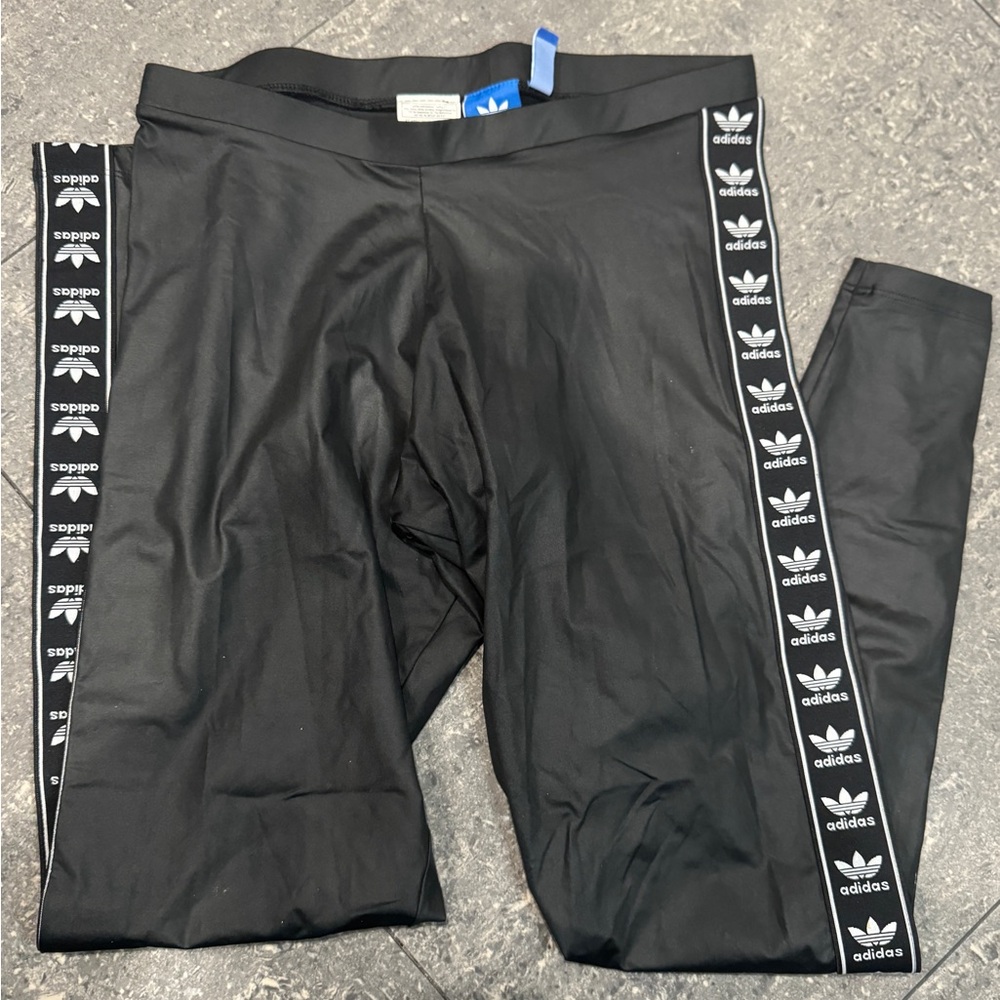 Adidas Kids Black Leggings with Logo Stripes